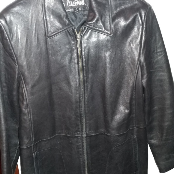 Women's black leather jacket coat - Picture 1 of 3
